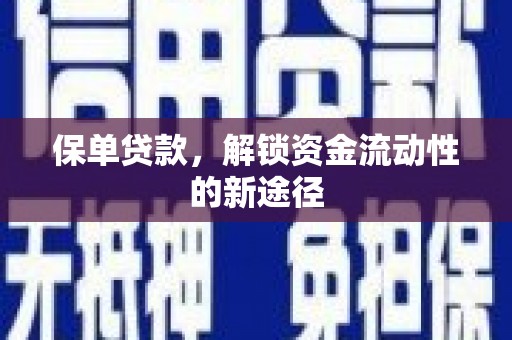 圣方济各堂区保单贷款，解锁资金流动性的新途径