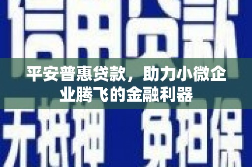 圣方济各堂区平安普惠贷款，助力小微企业腾飞的金融利器