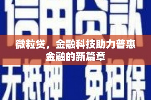 圣方济各堂区微粒贷，金融科技助力普惠金融的新篇章